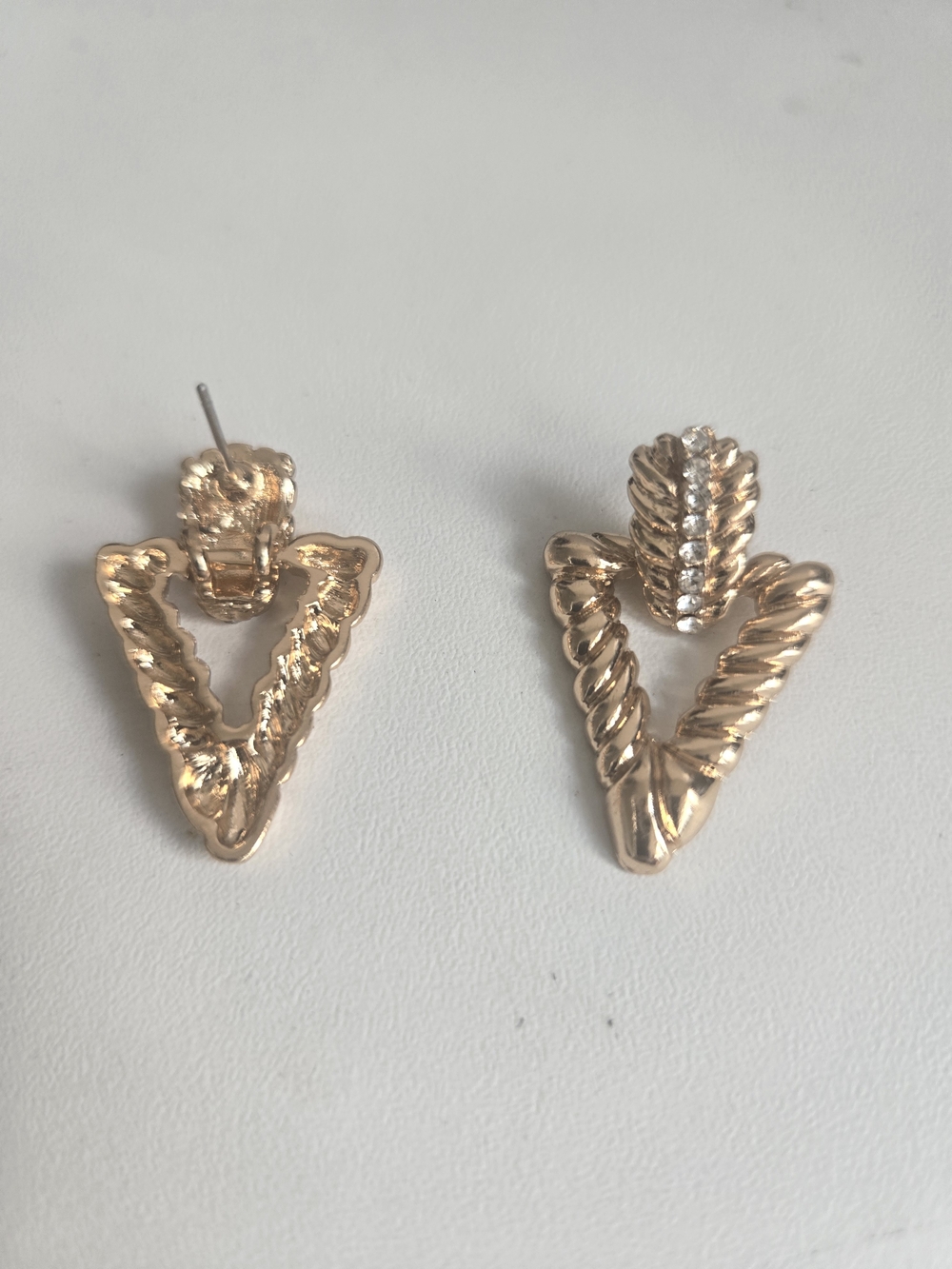 Gold-Tone Rope Triangle & Huggie Earring Set - Picture 4 of 5